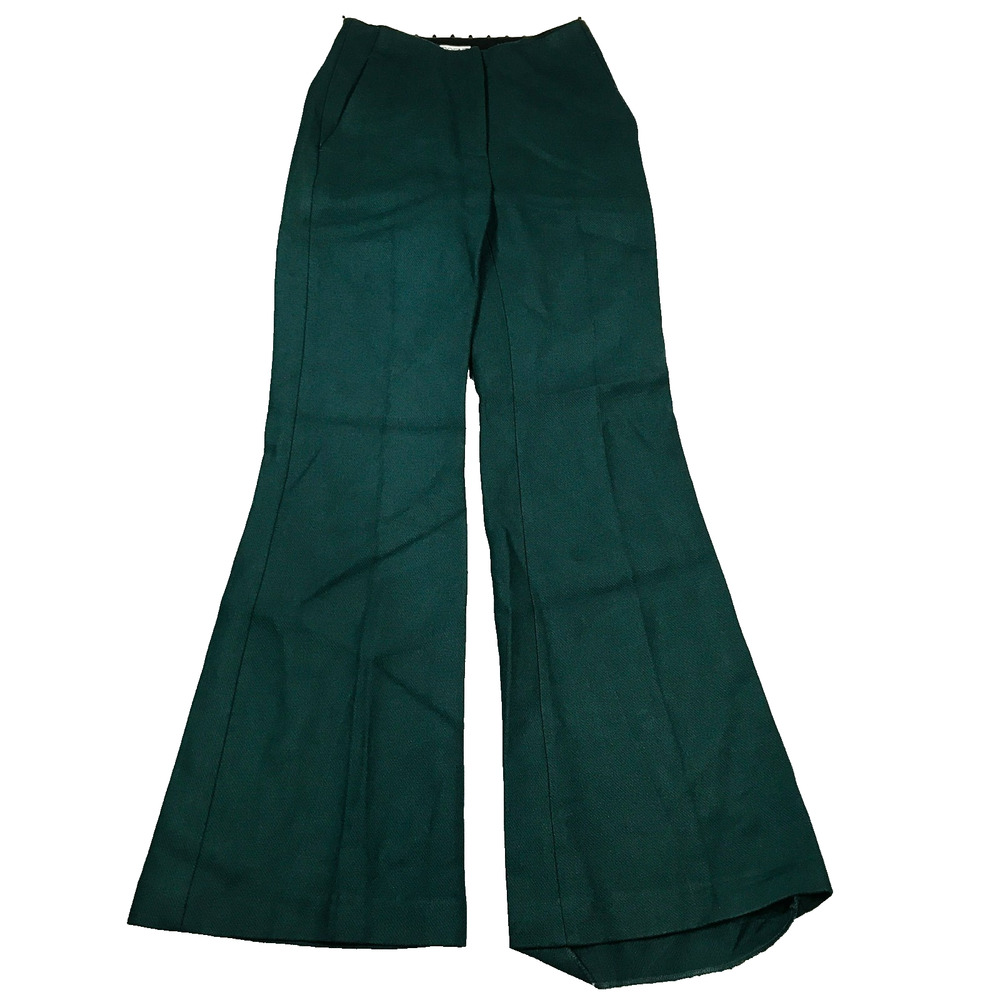 Argent Women 0 Tailored Flare Trouser Pants Seasonless Wool Blend Green Flaw AX1 - Picture 2 of 12